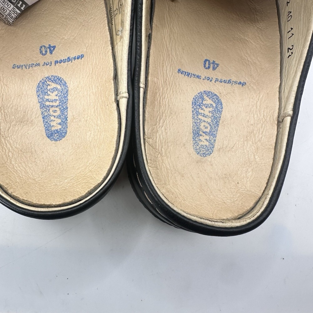 Wolky Roll-Slide Clog Women 40 Black Leather Mules Slip On Comfort Walking Shoes - Picture 7 of 9